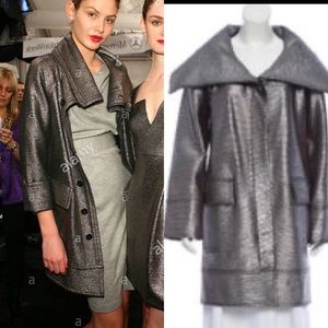 Diane von Furstenberg Metallic Shawl Collar Coat